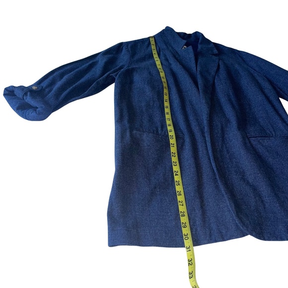 J. Jill Open Front Long Drape Blazer/Chambray Denim Like Business Casual Sz M - Picture 8 of 14